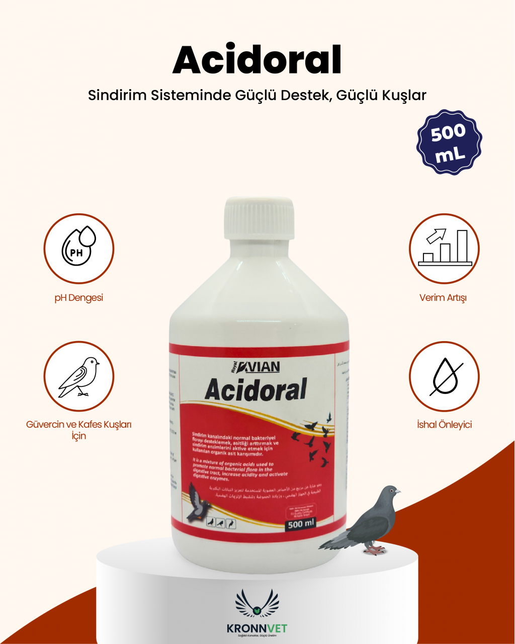 Acidoral 500 ml kanatlılar içim organik asit