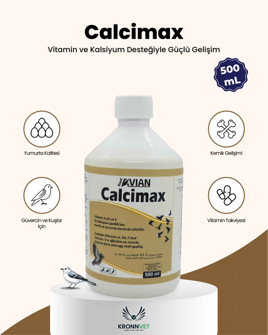 Royal İlaç Calcimax 500 ML Kafes Kuşlarında Kabuk Ve Fosfor Desteği Royal İlaç Calcimax 500 ML Kafes Kuşlarında Kabuk Ve Fosfor Desteği