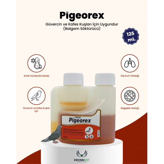 Pigeorex 125ml Tüm Kuşlarda Hırıltı Balgam Söktürücü