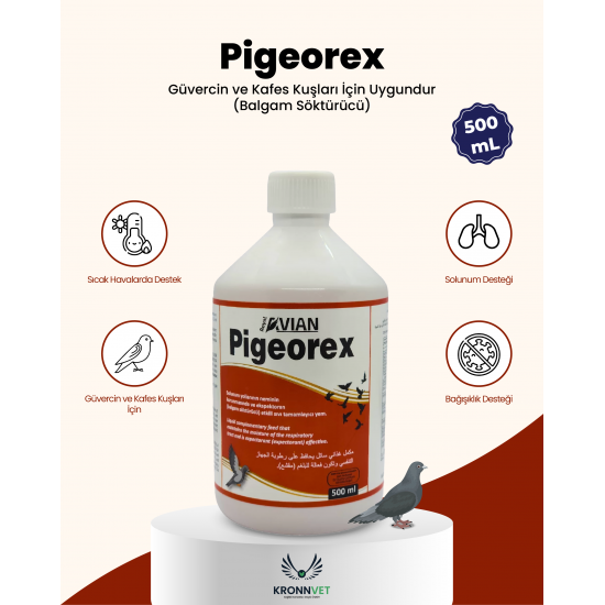 Royal İlaç Pigeorex Güvercin Ve Kafes Kuşlarında Hırıltı Ve Nefes Açıcı Tamamlayıcı Yem 500 ML