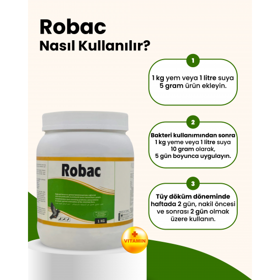 Royal İlaç Robac 1 KG Güvercin ve Kafes Kuşları Için Probiyotik ve Prebiyotik