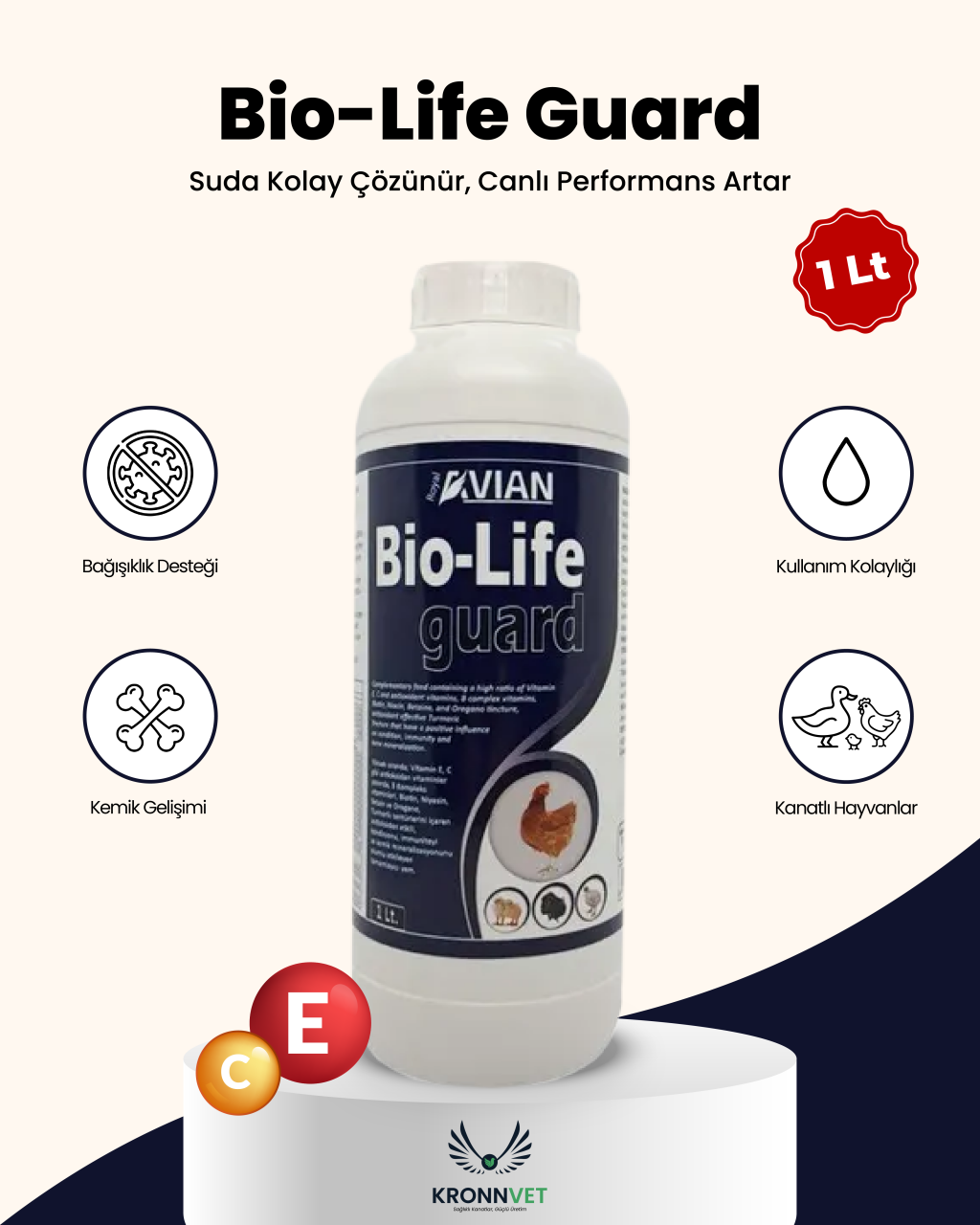 Bio life Guard 1 lt. kanatlılar için multivitamin desteği