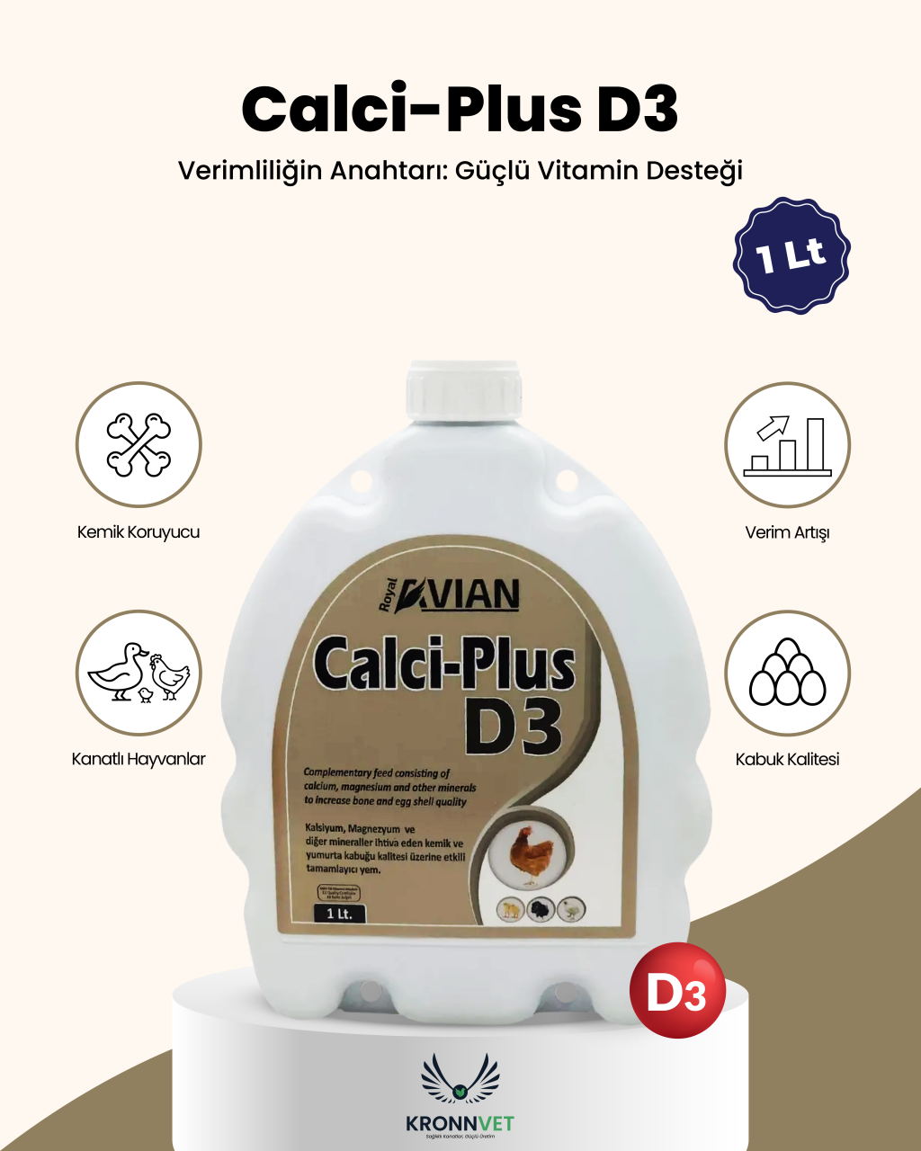 Calci Plus D3 1 Lt Kanatlılarda Kabuk Kalitesi Desteği