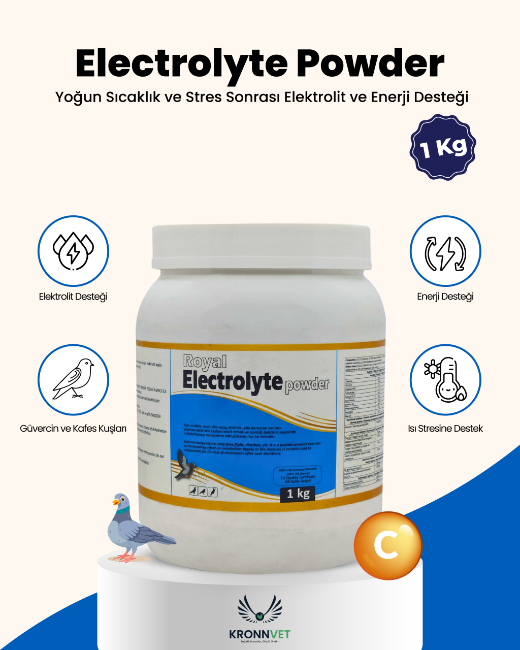 Royal İlaç Electrolyte Powder 1 KG Kanatlılarda Elektrolit Desteği Royal İlaç Electrolyte Powder 1 KG Kanatlılarda Elektrolit Desteği