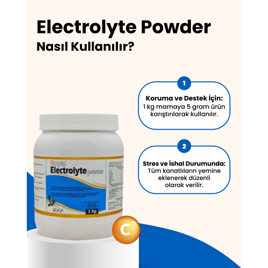 Royal İlaç Electrolyte Powder 1 KG Kanatlılarda Elektrolit Desteği Royal İlaç Electrolyte Powder 1 KG Kanatlılarda Elektrolit Desteği