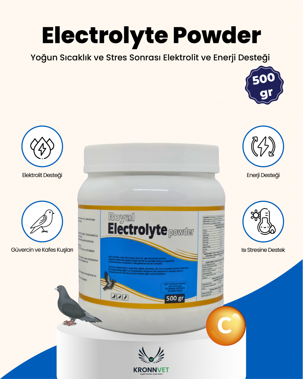 Royal İlaç Electrolyte Powder 500 G Kanatlılarda Elektrolit Desteği Royal İlaç Electrolyte Powder 500 G Kanatlılarda Elektrolit Desteği