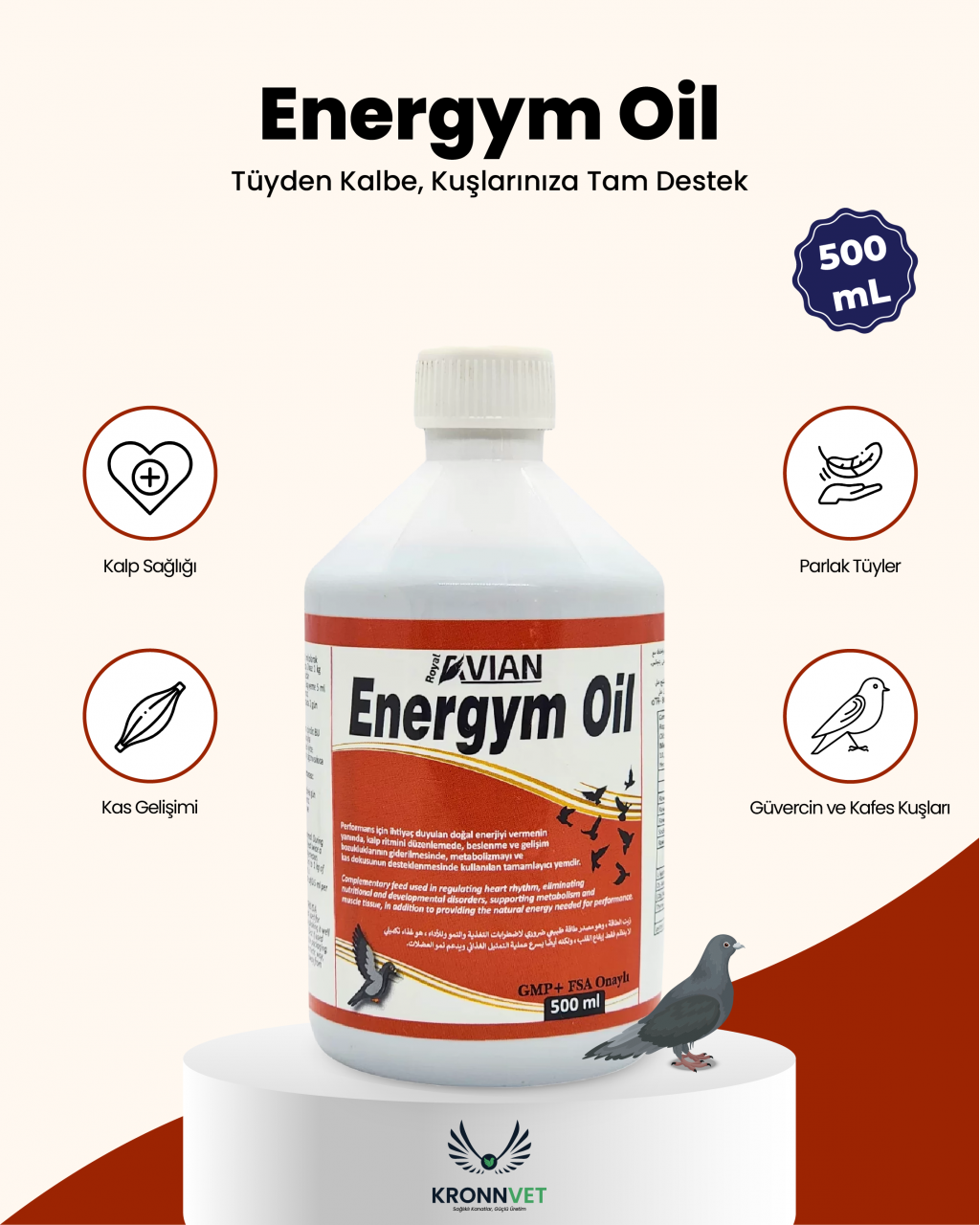 Royal İlaç Energym Oil 500 ML Güvercin Ve Kafes Kuşlarında Üstün Kaliteli Yağlar Royal İlaç Energym Oil 500 ML Güvercin Ve Kafes Kuşlarında Üstün Kaliteli Yağlar