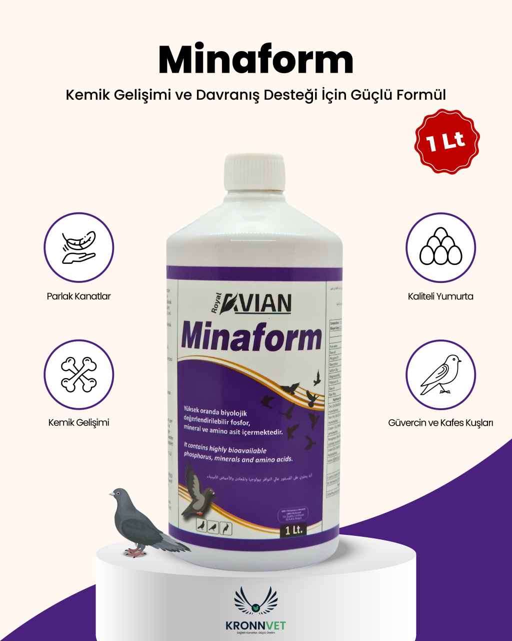 Royal İlaç Minaform Kafes Kuşlarında Kabuk Ve Fosfor Desteği 1 L Royal İlaç Minaform Kafes Kuşlarında Kabuk Ve Fosfor Desteği 1 L