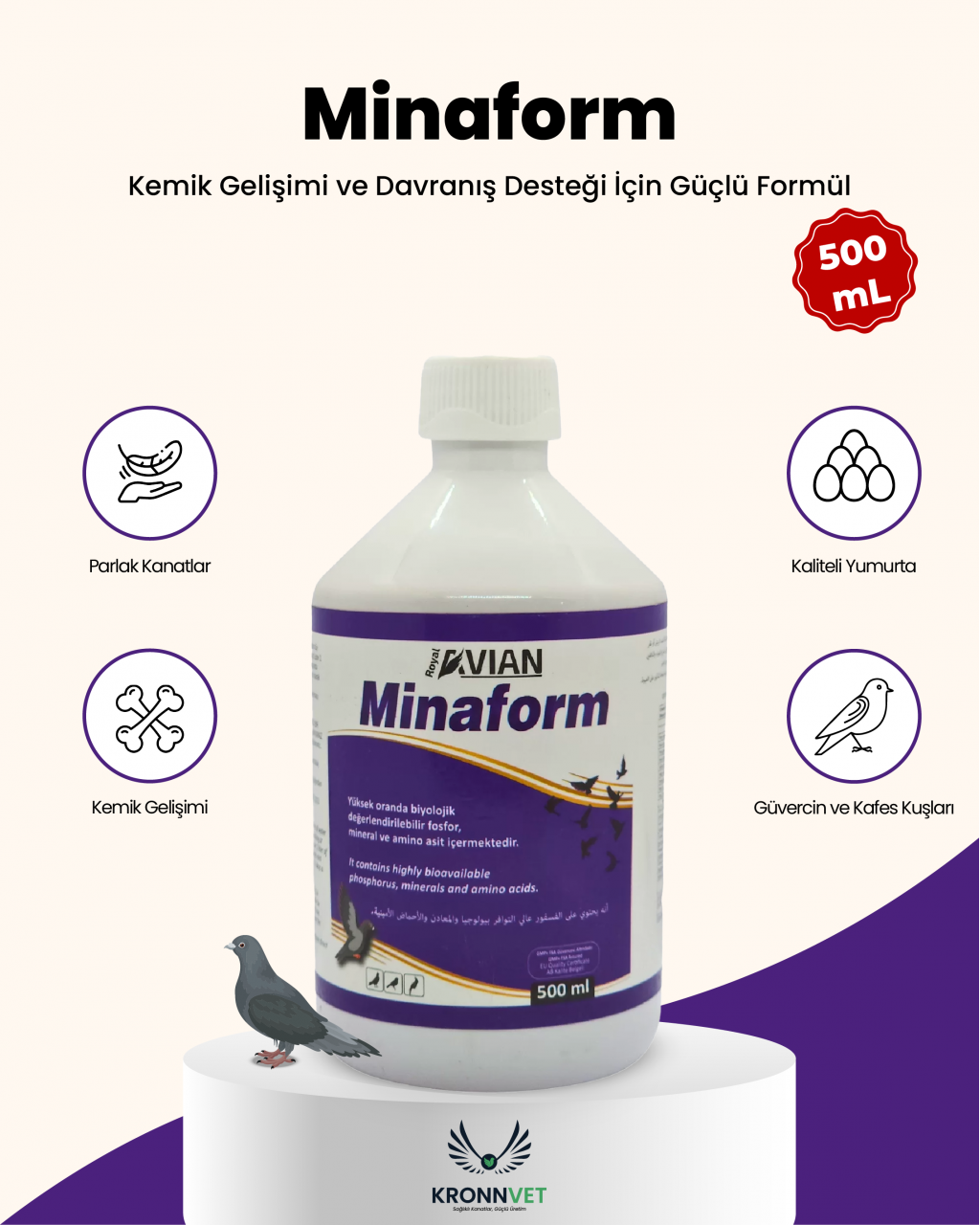 Minaform 500 ml kanatlılar için birbirini galama ve fosfor