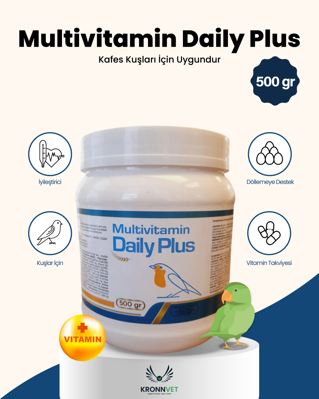 Royal İlaç Multivitamin Daily Plus 500 Gr Kuşlar İçin Günlük Vitamin