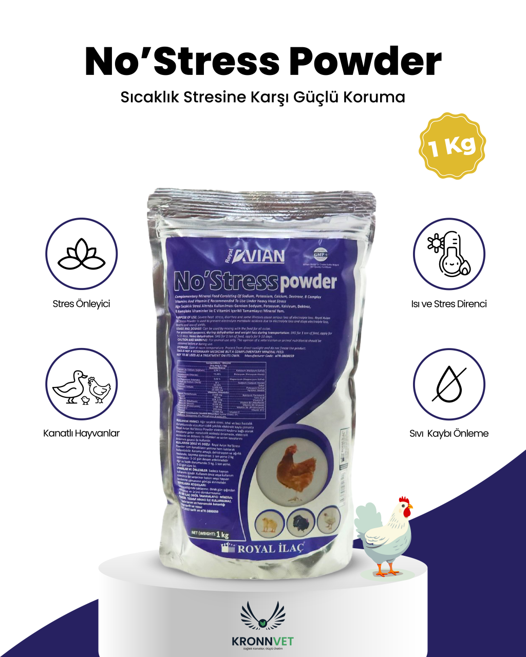 No Stress Powder 1 Kg Kanatlılarda Elektrolit Yem Katkısı