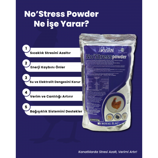 No Stress Powder 1 Kg Kanatlılarda Elektrolit Yem Katkısı