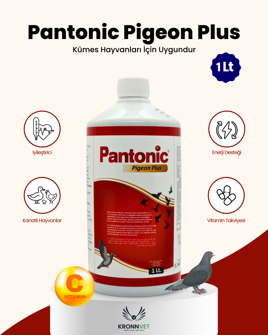 Royal İlaç Pantonic Pigeon Plus 1 Lt Güvercin Ve Kafes Kuşları Için Multivitamin 