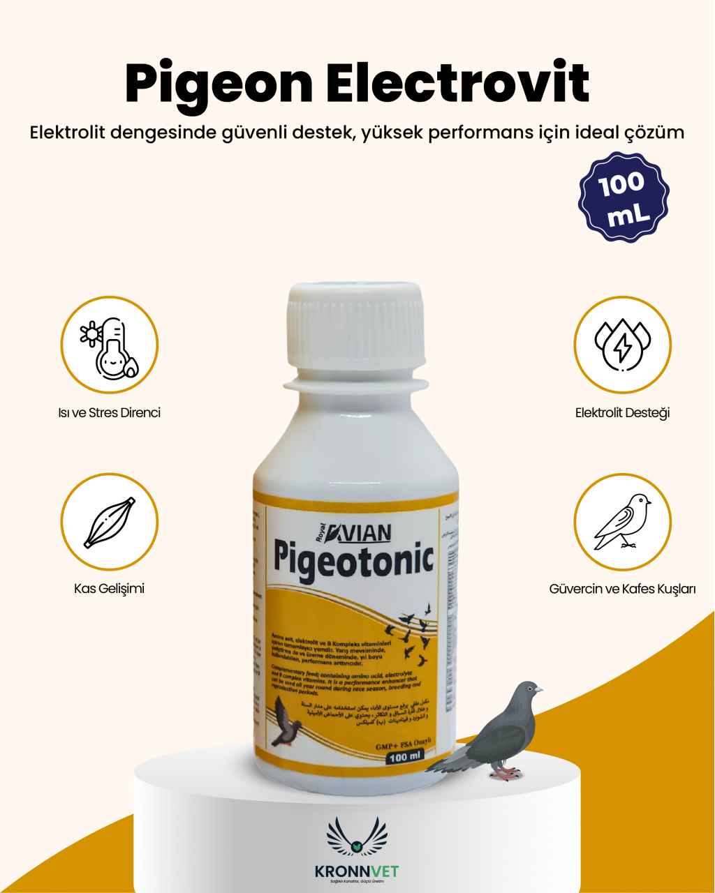 Royal İlaç Pigeon Electrovit 100 ML Güvercin Ve Kafes Kuşları Için Elektrolit Desteği