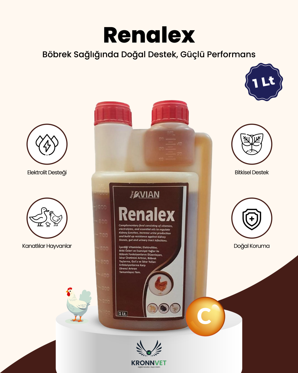 Royal İlaç Renalex 1 L Kanatlılarda Böbrek Fonksiyon Düzenleyici