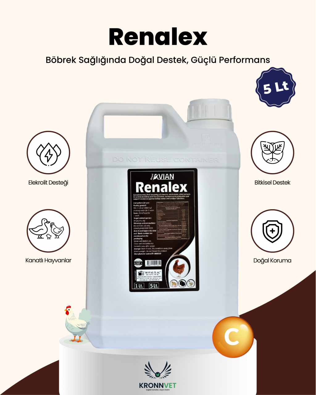 Royal İlaç Renalex 5 L Kanatlılarda Böbrek Fonksiyon Düzenleyici