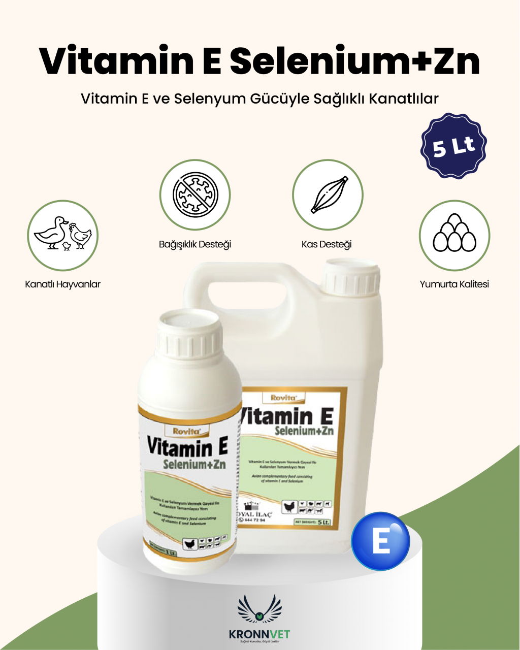 Vitamin E Selenyum+Zn 5 lt kanatlılarda kızıştırıcı