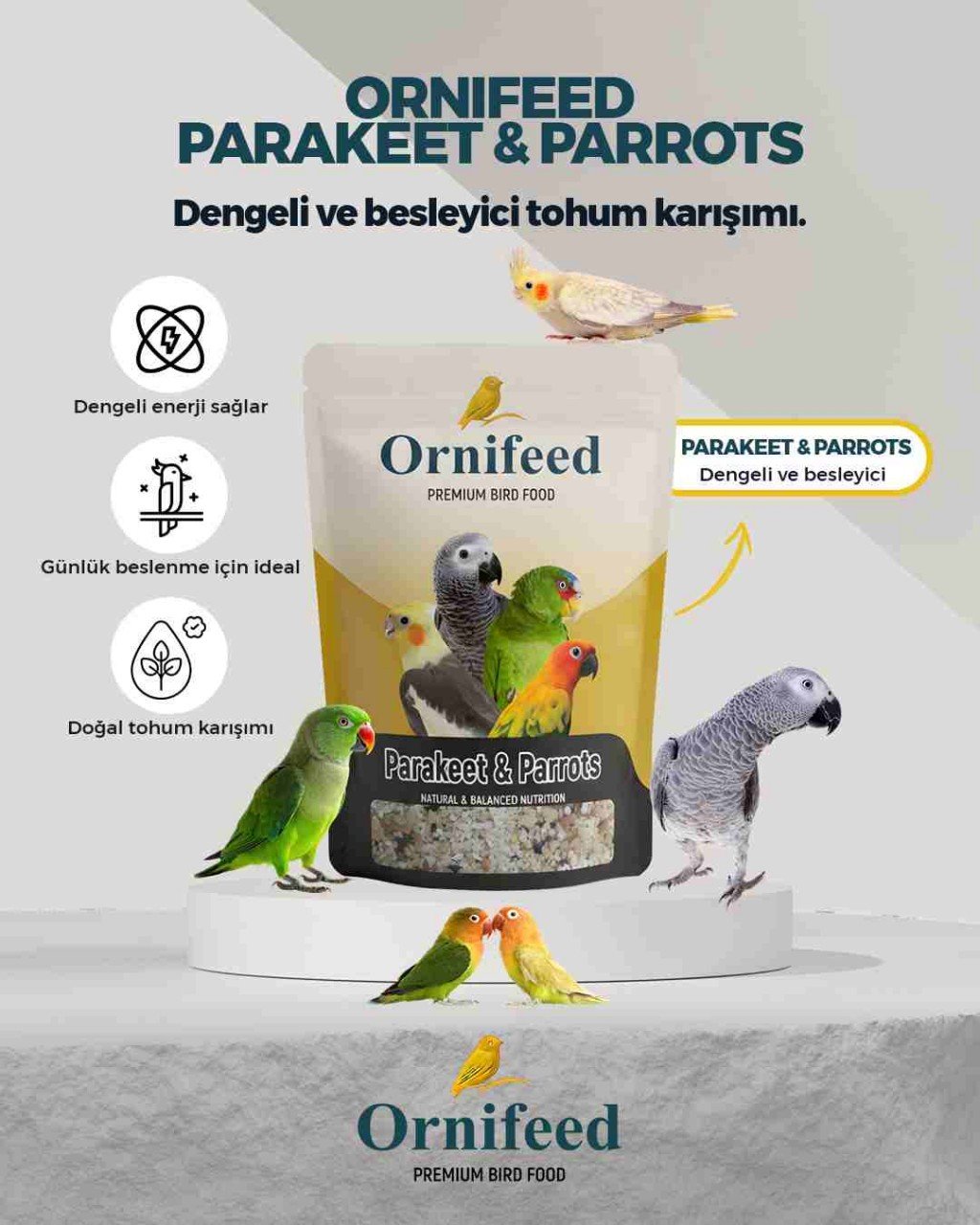 Ornifeed Parakeet & Parrots Papağan Yemi 1 Kg | Muhabbet Kuşu ve Papağanlar İçin Yumurta Maması | Vitaminli Kuş Maması Ornifeed Parakeet & Parrots Papağan Yemi 1 Kg | Muhabbet Kuşu ve Papağanlar İçin Yumurta Maması | Vitaminli Kuş Maması