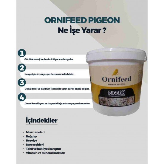Ornifeed Pigeon Güvercin Maması 5 Kg | Profesyonel Güvercin Yumurta Maması Yarış ve Üreme Dönemi