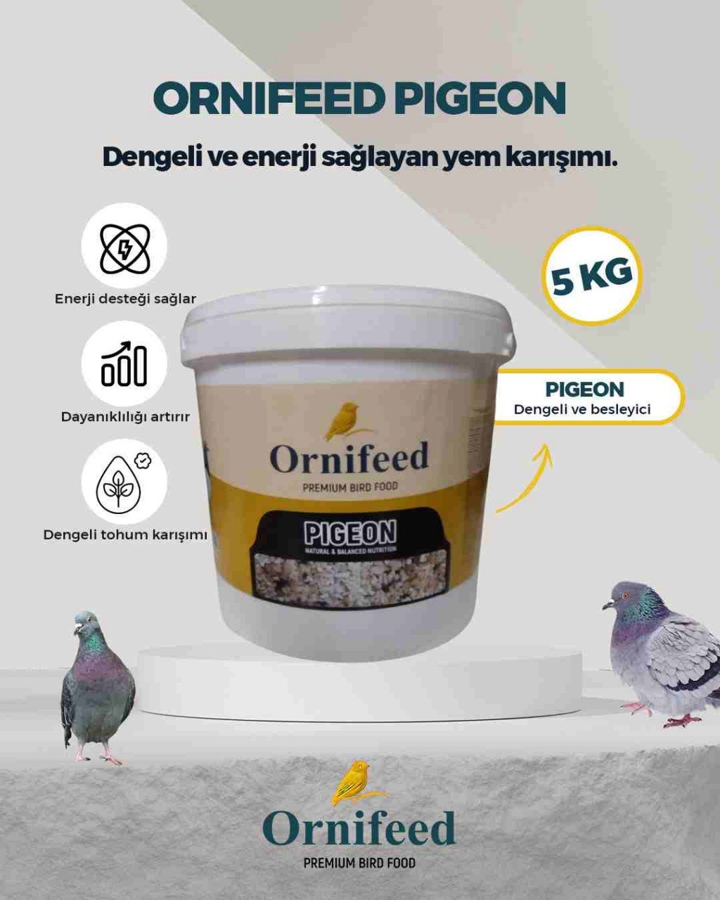 Ornifeed Pigeon Güvercin Maması 5 Kg | Profesyonel Güvercin Yumurta Maması Yarış ve Üreme Dönemi