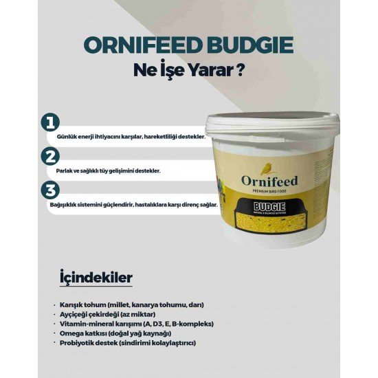 Ornifeed Budgie 5 kg Muhabbet Kuşları için Yumurta Maması