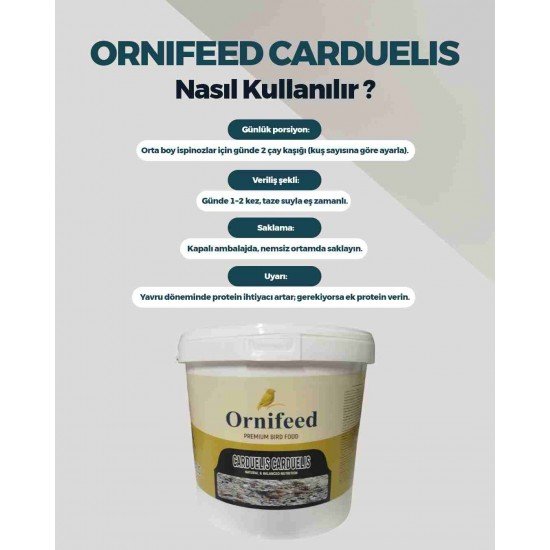 Ornifeed Carduelis Carduelis 5 kg Saka ve Avrupa İspinozları İçin Mama