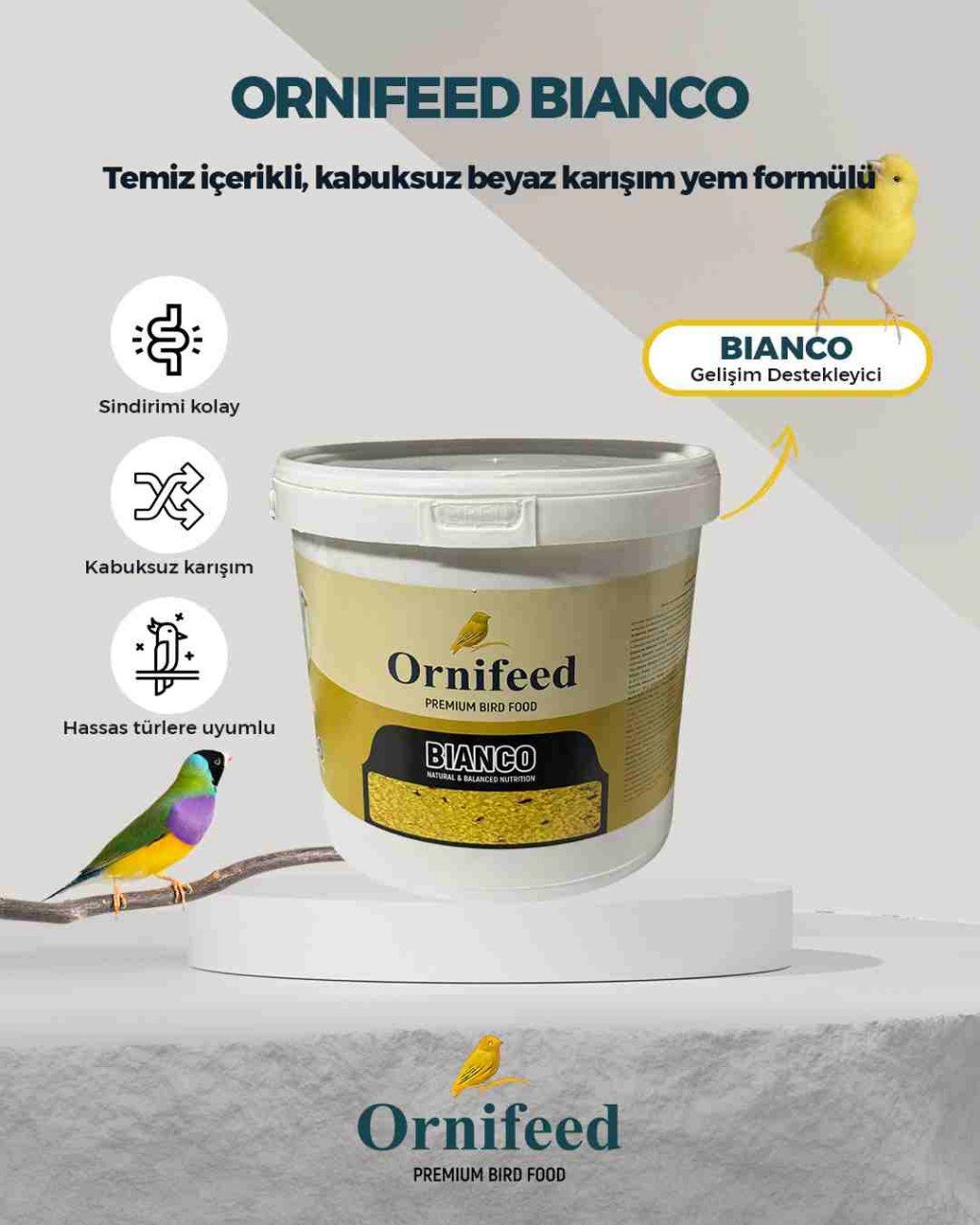 Ornifeed Bianco Premium Kanarya Yumurtalı Mama 5 Kg Beyaz ve Mozaik Kanaryalar İçin