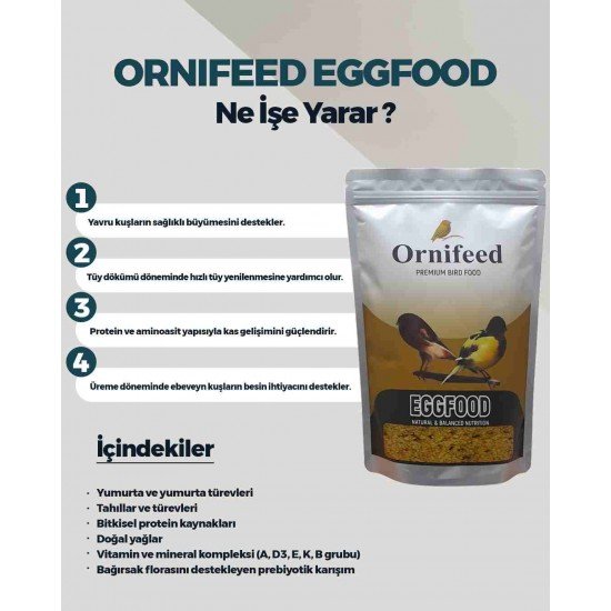 Ornifeed Eggfood Kanarya Yumurta Maması 1 kg Paketi