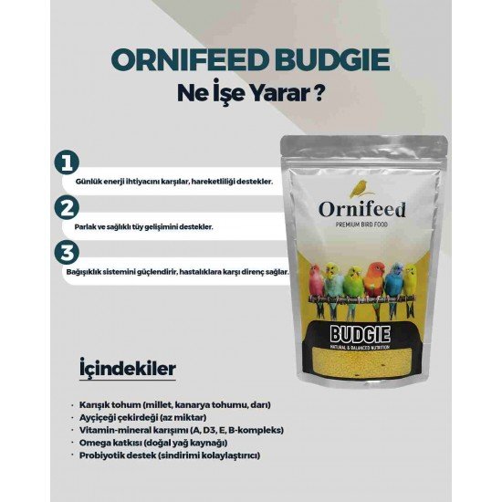 Ornifeed Budgie 1 kg Muhabbet Kuşu Maması Paketi