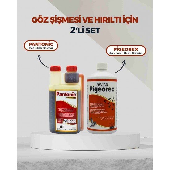 Göz şişmesi ve hırıltı için kuş ilaçları Pantonic ve Pigeorex 2li set