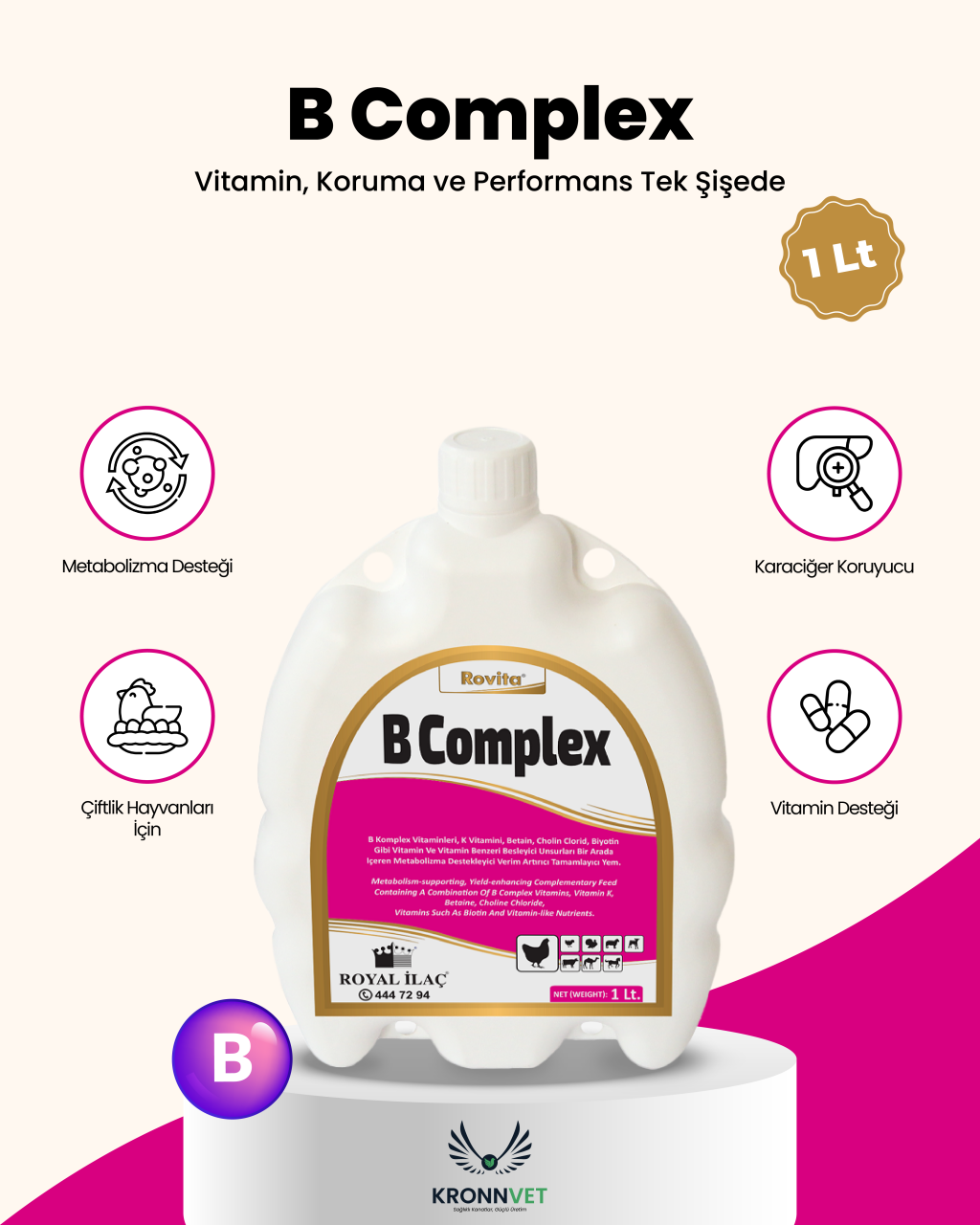 Royal İlaç B Complex 1 L Kanatlılarda B Vitamini Ve Karaciğer Desteği Royal İlaç B Complex 1 L Kanatlılarda B Vitamini Ve Karaciğer Desteği